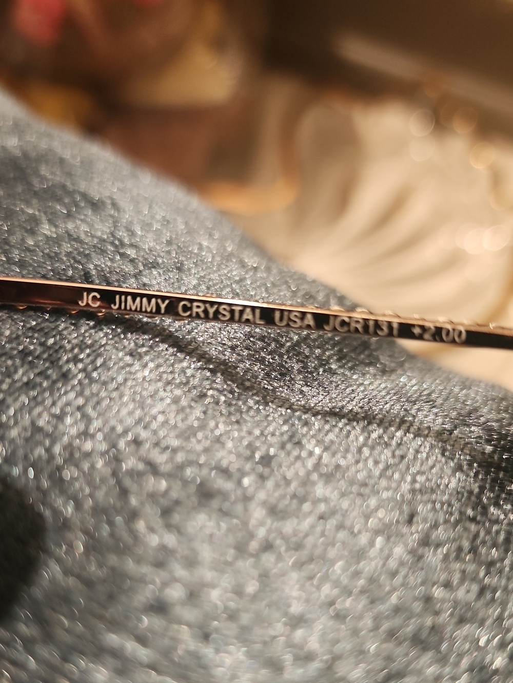 Jimmy Crystal Swarovski Crystals. Rectangular Metal Reading Glasses in Rose Gold - Picture 4 of 4